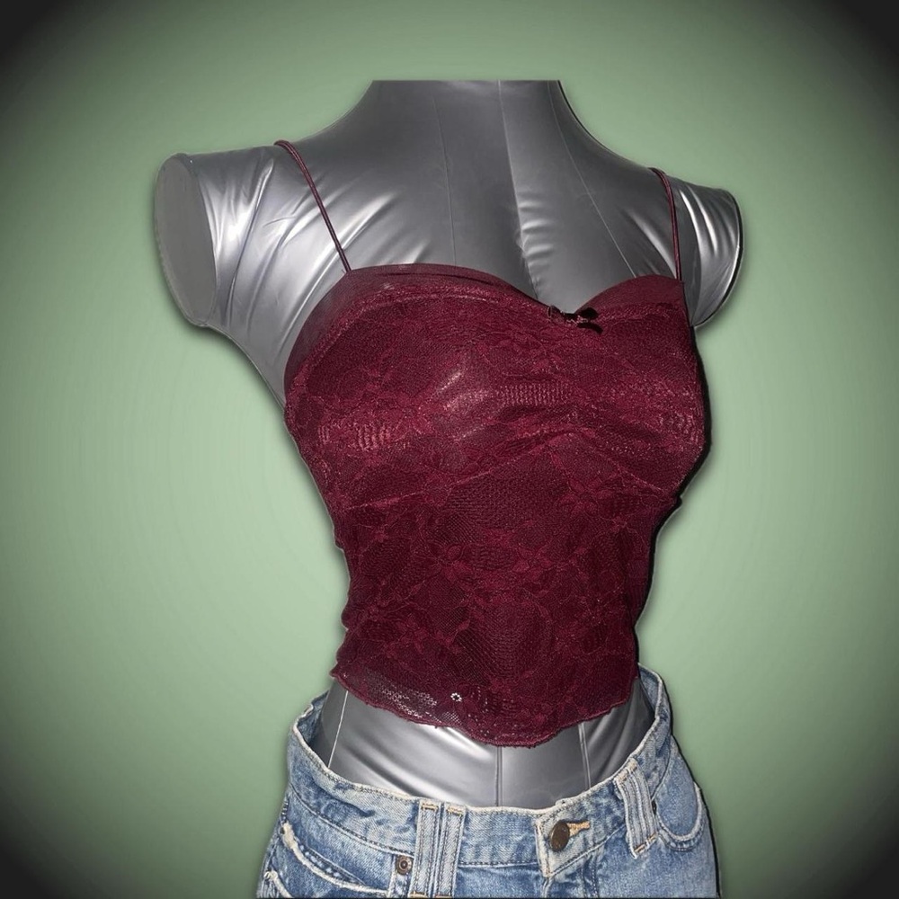 Target Burgundy Lace Spaghetti-Strap Crop Top
